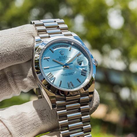 rolex day date president platinum ice blue|rolex platinum watch price.